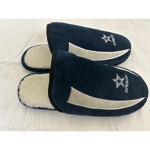 NFL FOCO Dallas Cowboys Blue Slippers Slides Sherpa Men Sz M